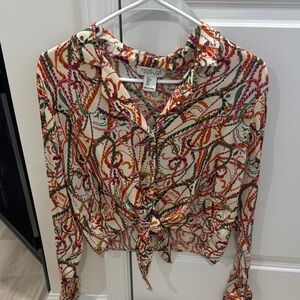 Rachel Zoe Vibrant Swirl Print Blouse